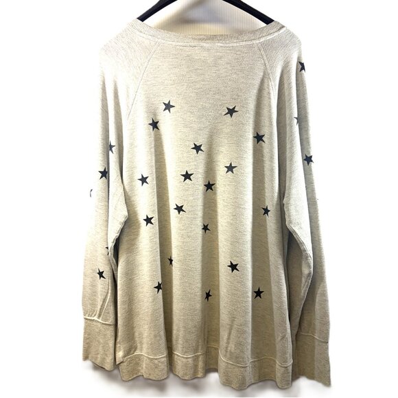 Cozy Workshop Republic Grey Star Print Sweatshirt | Soft Pullover | Plus Size 1X - Picture 3 of 7